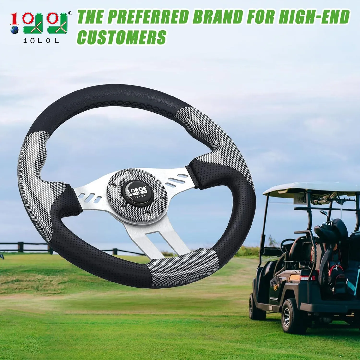 12.5 inch Wooden Golf Cart Steering Wheel Universally For Most Models - 10L0L