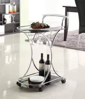 2-shelve Serving Cart Chrome and Black