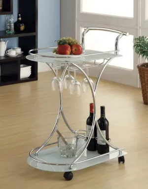 2-shelve Serving Cart Chrome and White