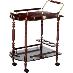 2-Tier Serving Cart, Brown By Benzara