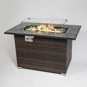 44" Outdoor Fire Pit Table, Propane Gas Fire Table with Ceramic Tabletop.