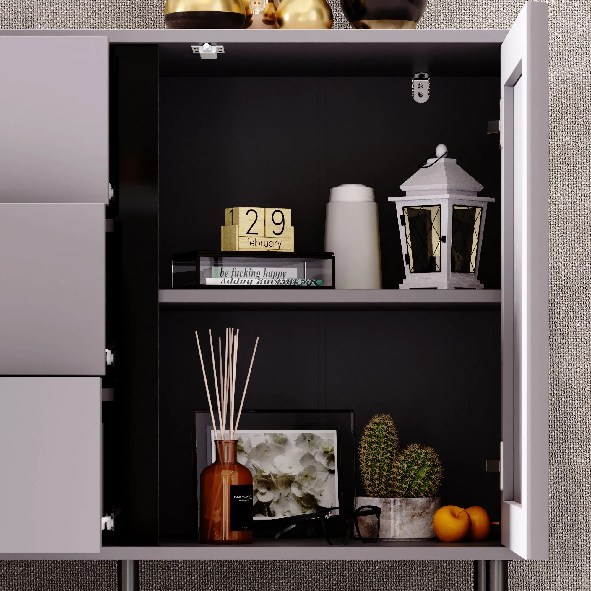 55'' Sideboard With Three Drawers And Two Lockers