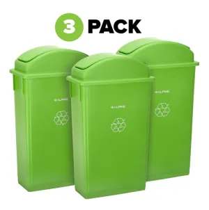 Alpine Industries ALP4778-1-LGRN-3PK Recycling Receptacle / Container