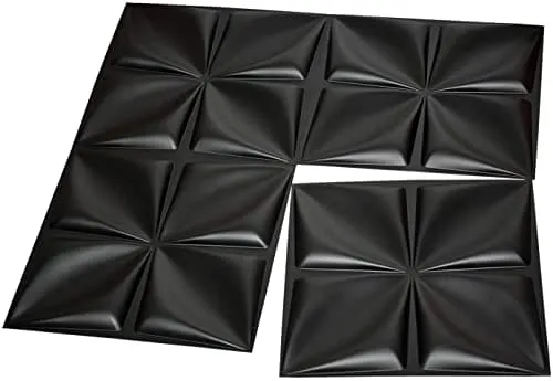 Art3d Matt Black 3D Wall Panel PVC Flower Design Cover 32 Sqft, for Interior Wall Decor in Living Room,Bedroom,Lobby,Office,Shopping Mall