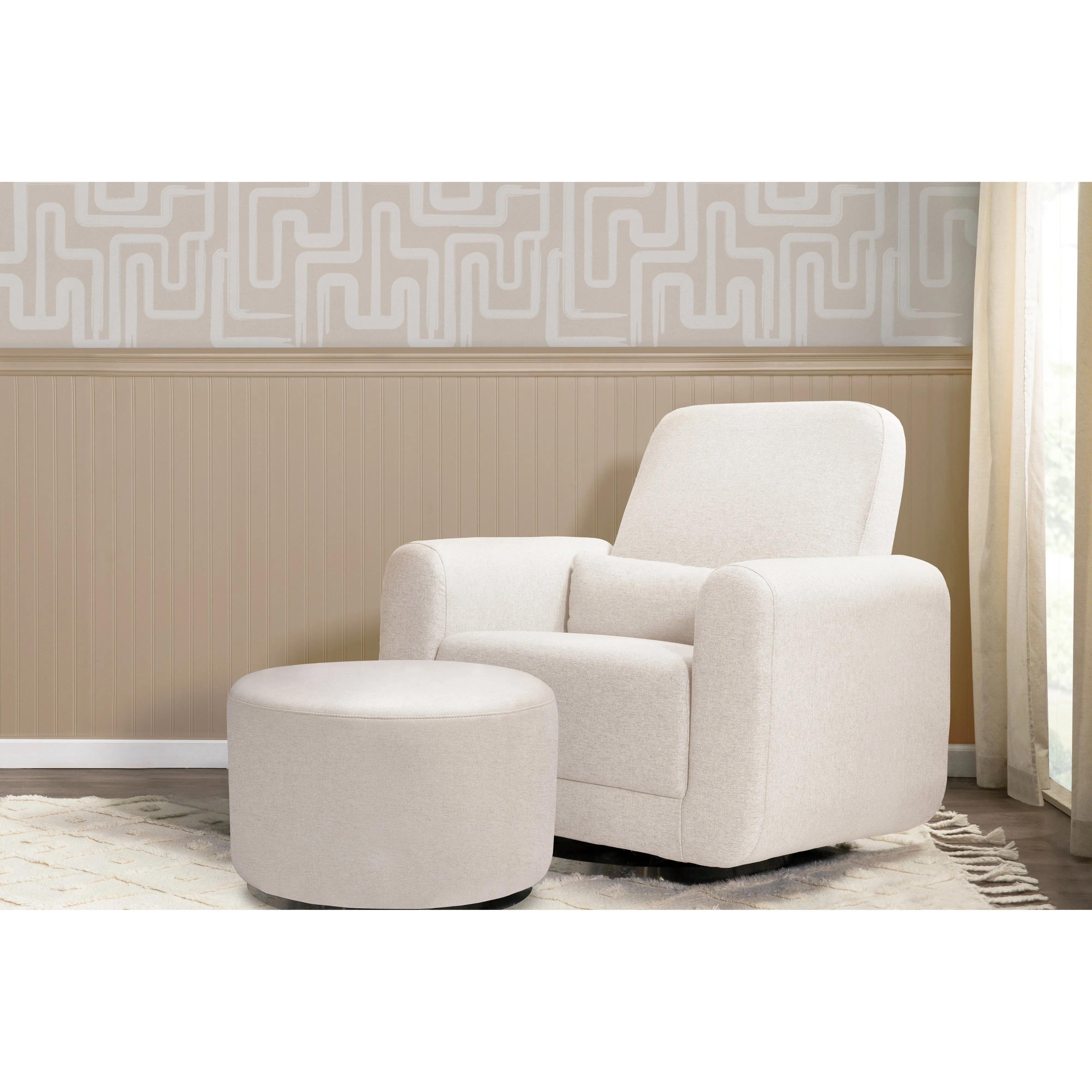 Babyletto Tuba Gliding Ottoman in Eco-Performance Fabric | Water Repellent & Stain Resistant