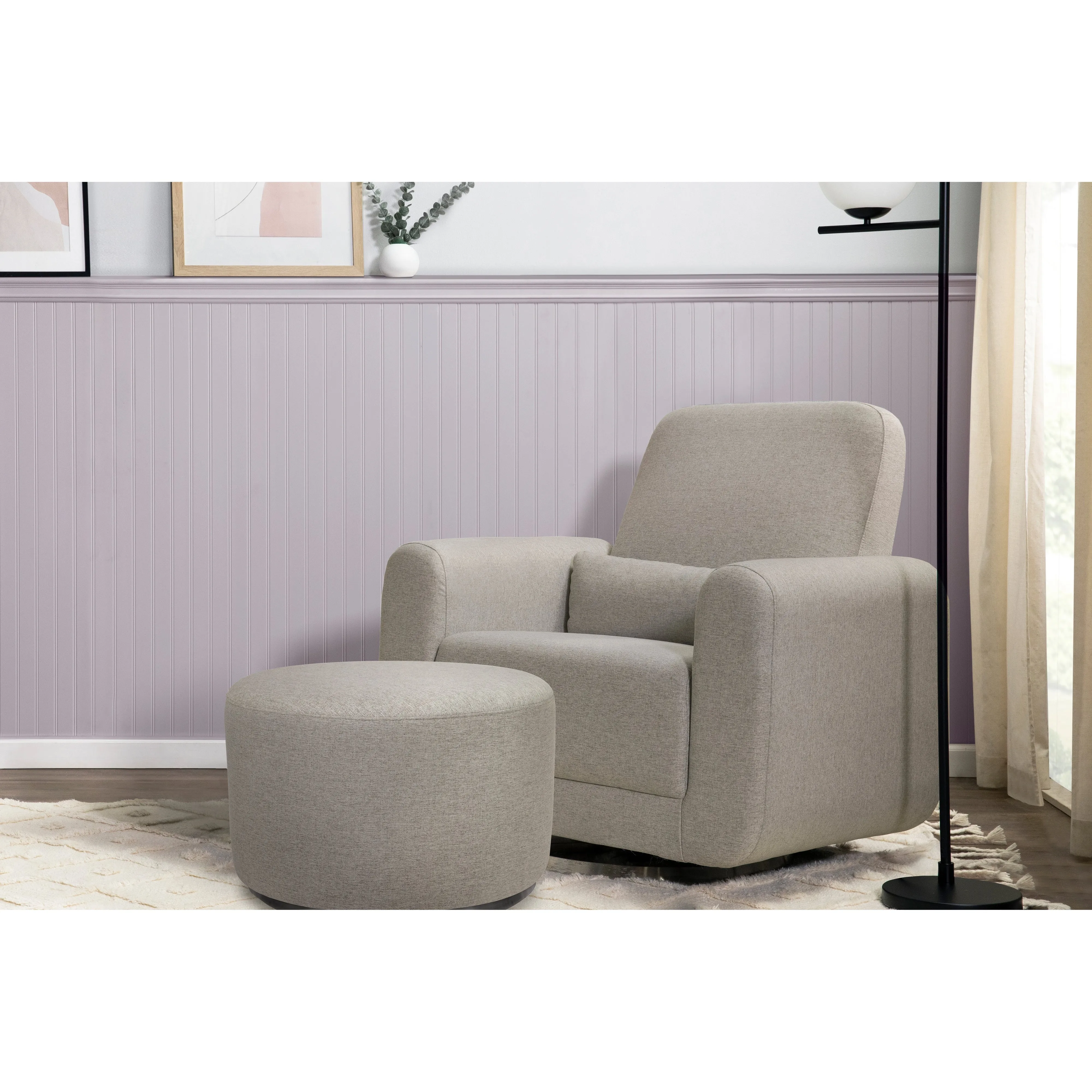 Babyletto Tuba Gliding Ottoman in Eco-Performance Fabric | Water Repellent & Stain Resistant