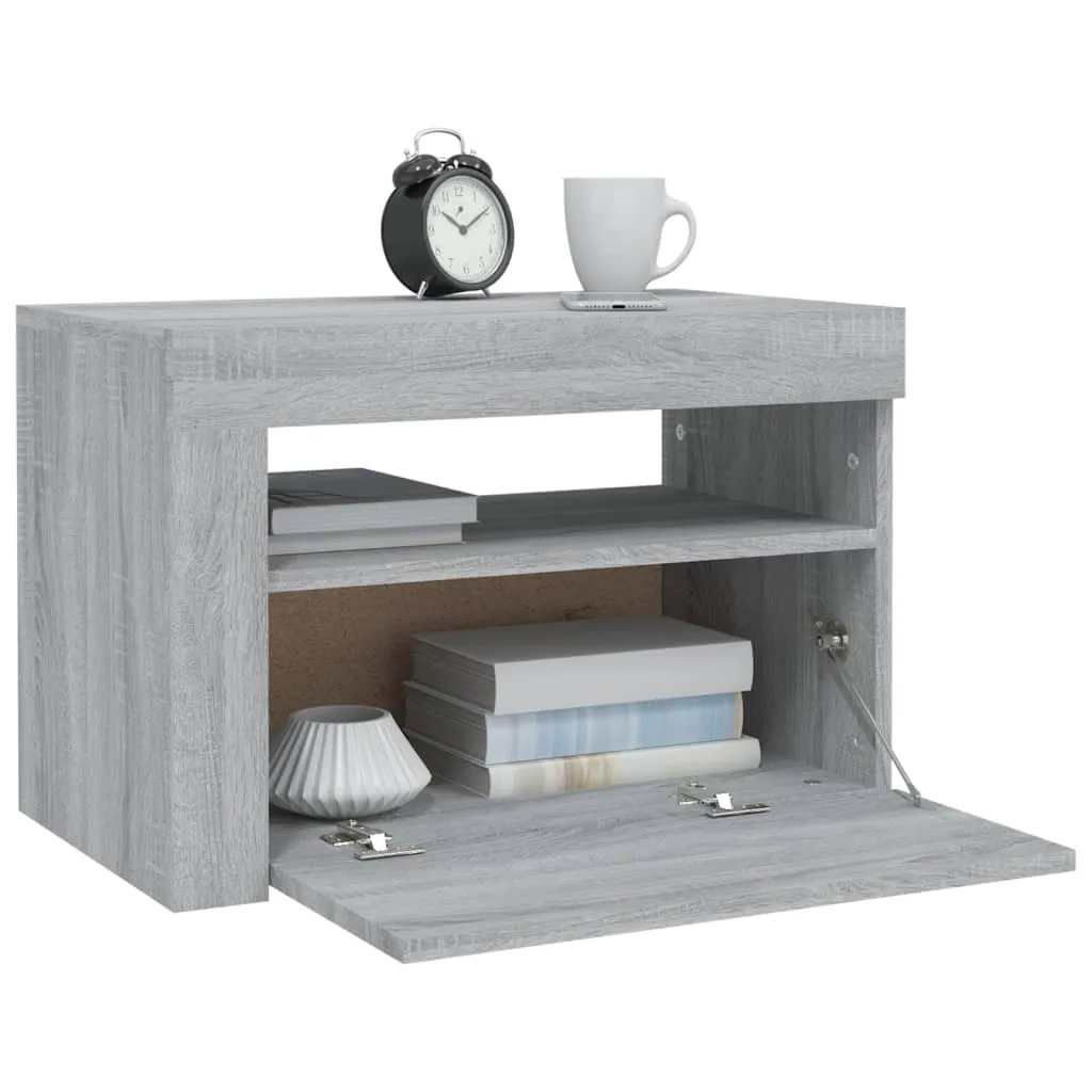 Bedside Cabinets 2 pcs with LEDs Grey Sonoma 60x35x40 cm