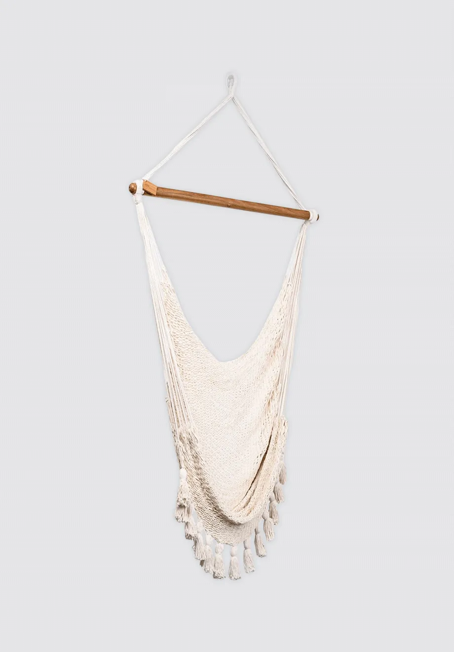 Boho Natural Cotton Hammock Swing with Tassels