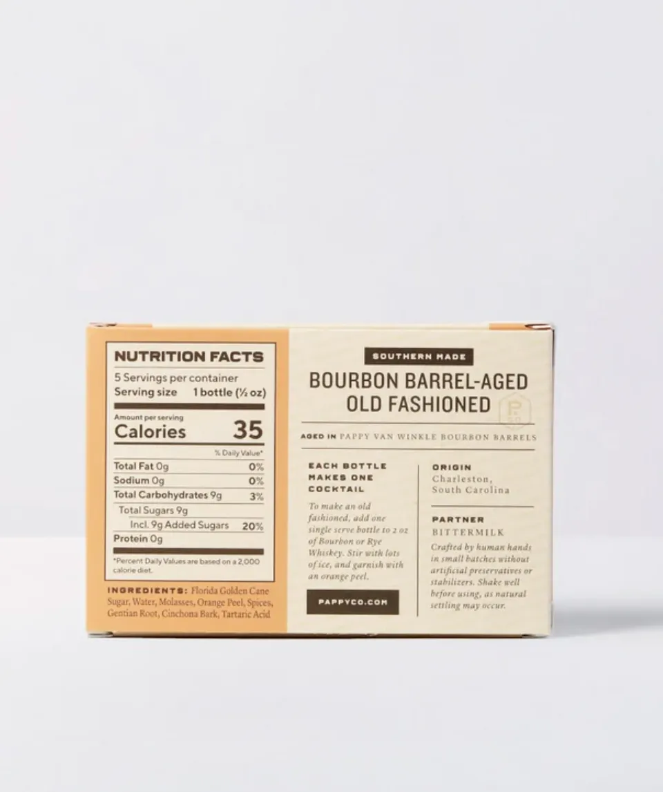 Bourbon Barrel Aged Old Fashioned Mix: Single Serve 5-pack