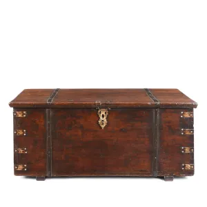 Brass Bound Teak Chest From Kutch - 19th Century