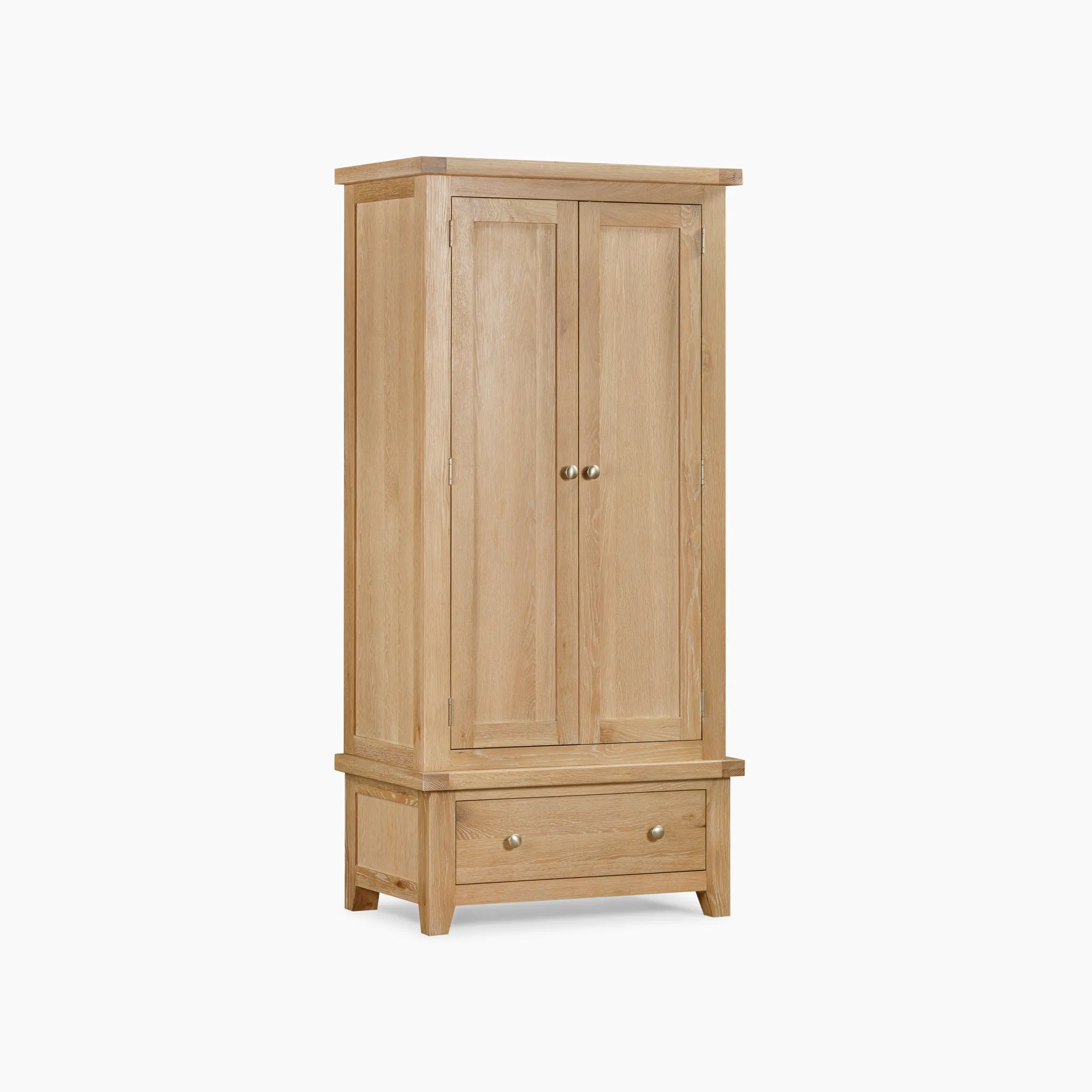 Burford Double Wardrobe with Drawer in Natural Oak