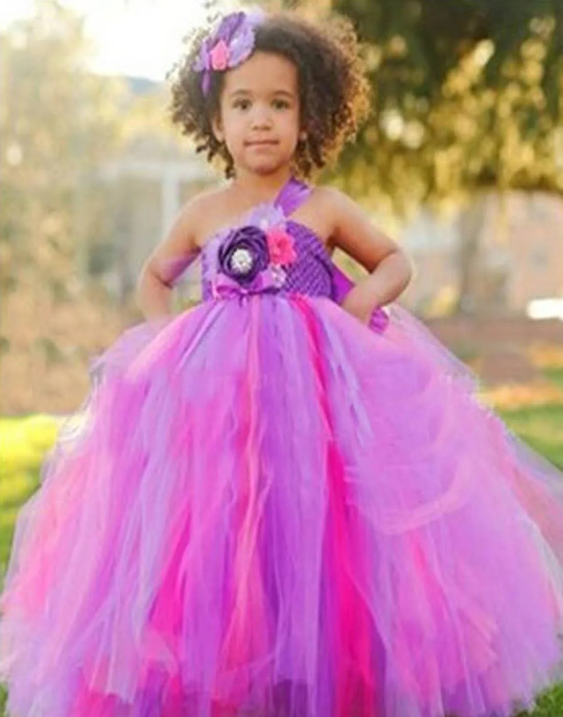 Caribbean Fuchsia One Shoulder Tulle Dress