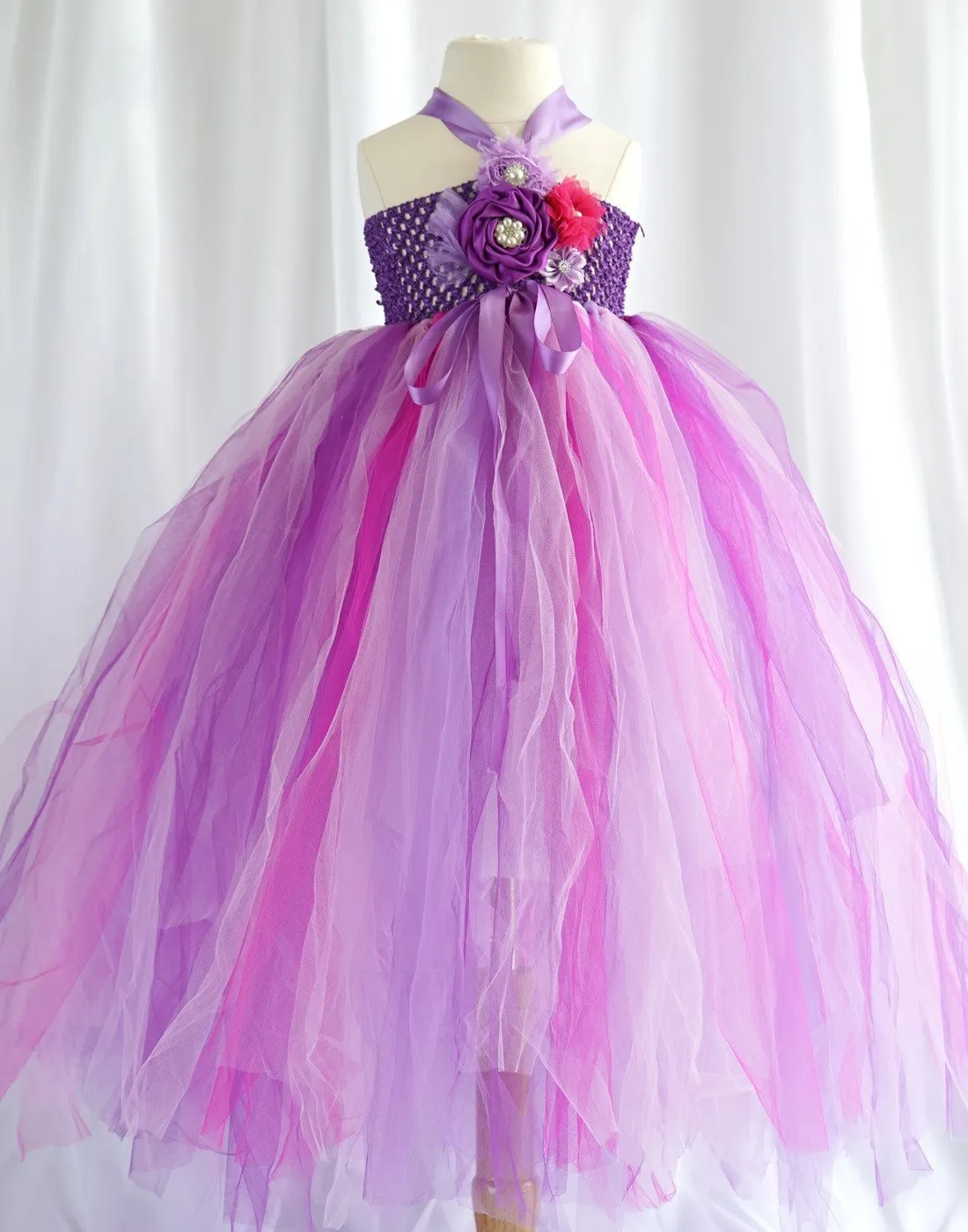 Caribbean Fuchsia One Shoulder Tulle Dress