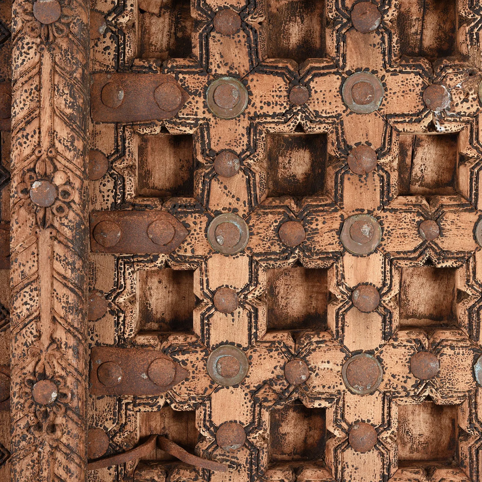 Carved Teak Indian Panelled Door From Gujarat - 19thC