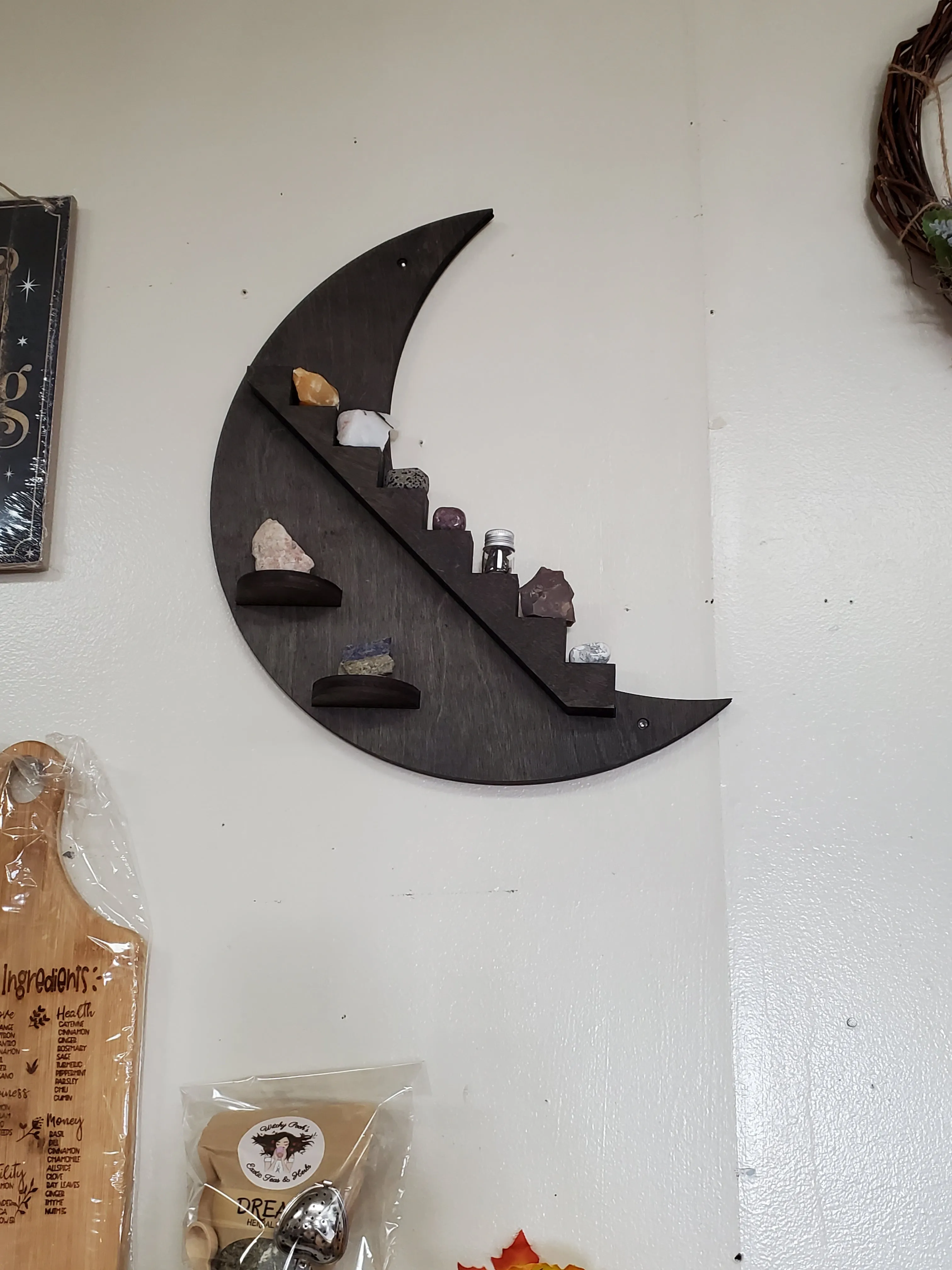 Crescent Moon Stair Crystal Shelf