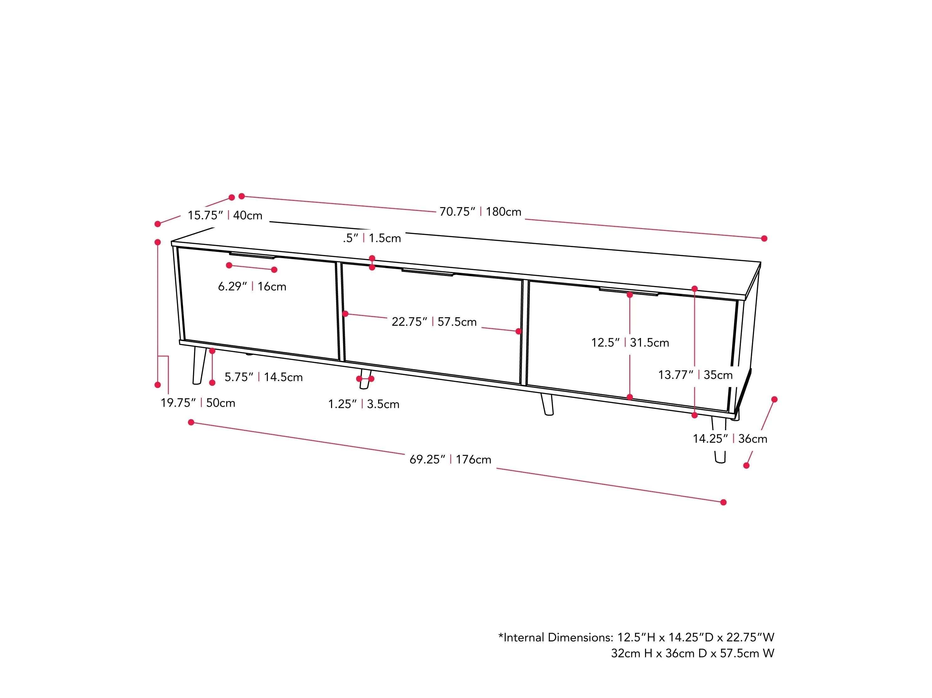 Dark Grey TV Bench with Cabinet Storage, TVs up to 85"