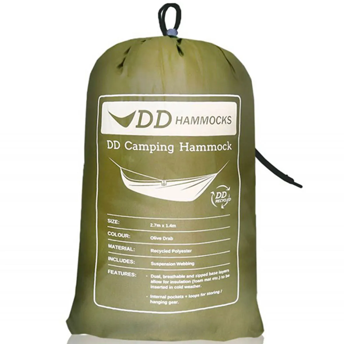 DD Hammocks Recycled Camping Hammock Olive Drab