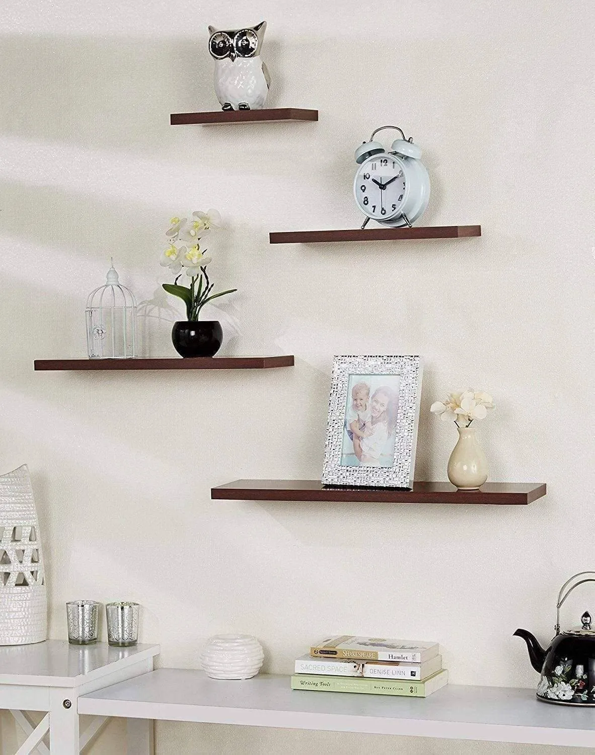 Delta S1 Decor Display Wall Shelves, Set of 4, Mahogany