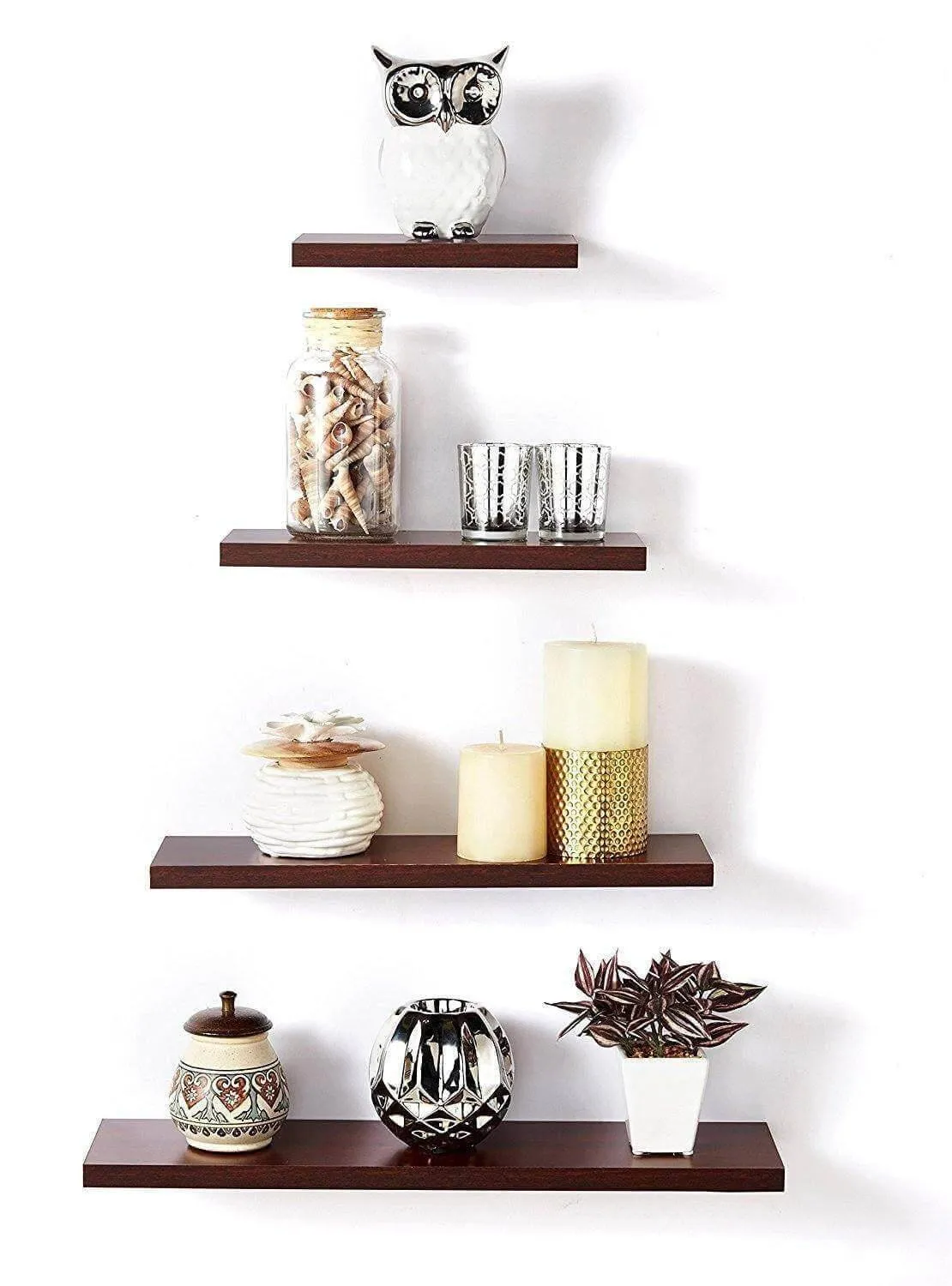 Delta S1 Decor Display Wall Shelves, Set of 4, Mahogany