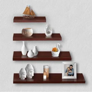 Delta S1 Decor Display Wall Shelves, Set of 4, Mahogany