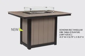 Donoma Poly-Top Rectangular Fire Table