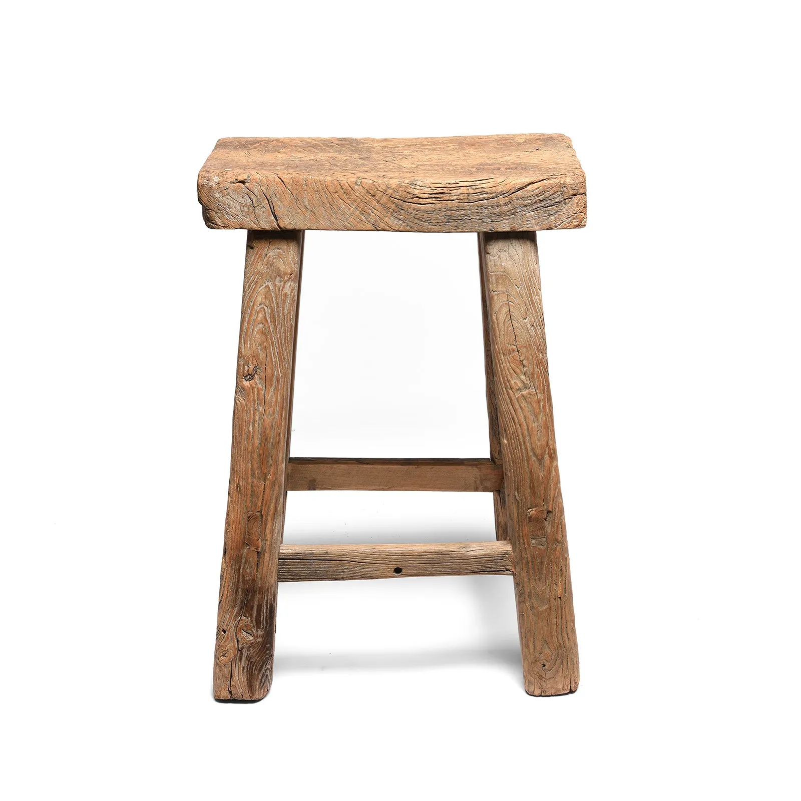 Elm Milking Stool From Shanxi - 19thC