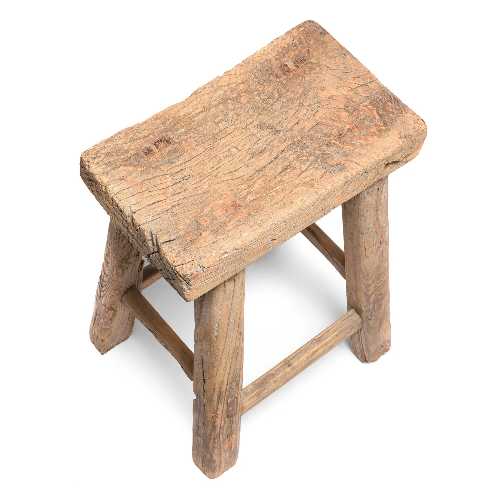 Elm Milking Stool From Shanxi - 19thC