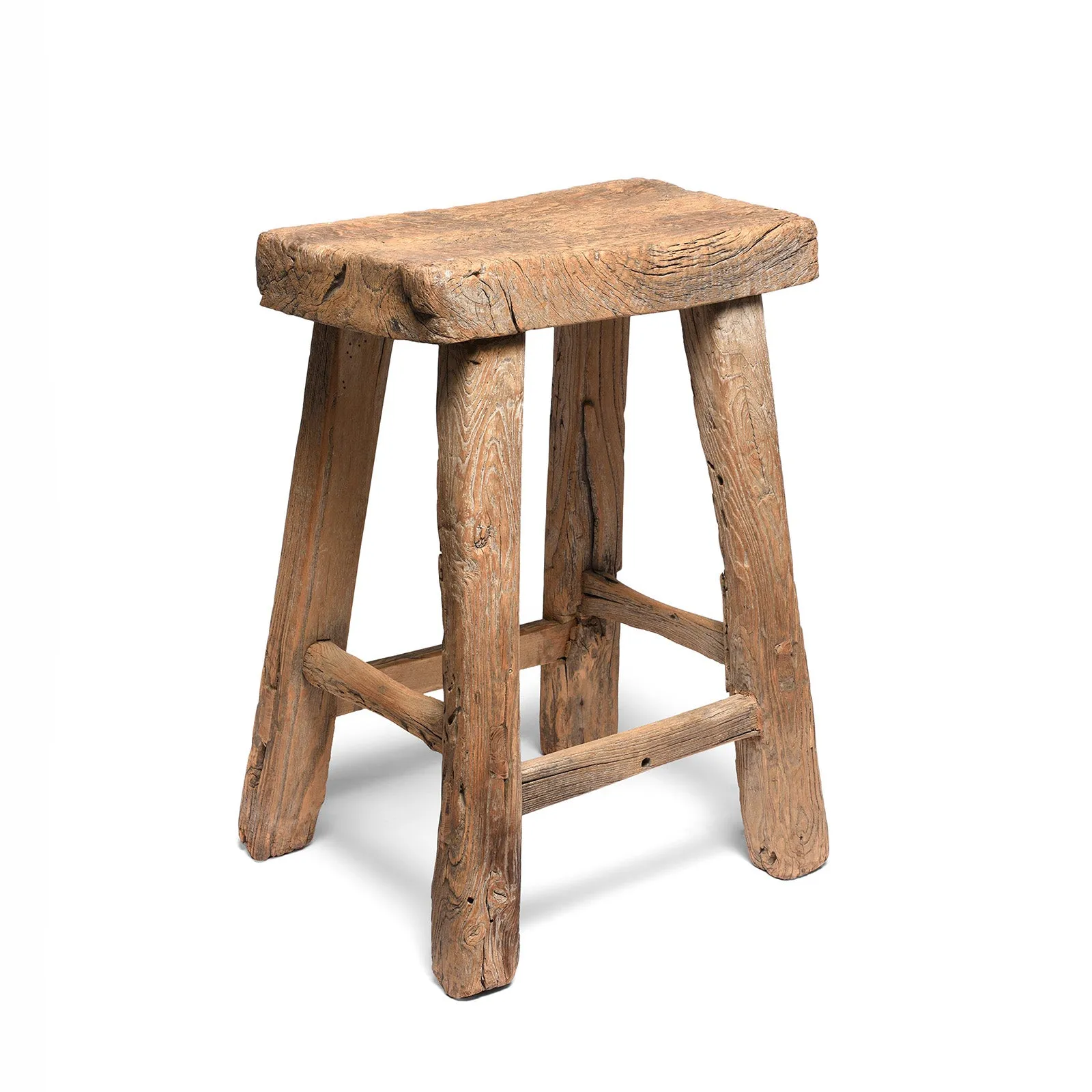 Elm Milking Stool From Shanxi - 19thC