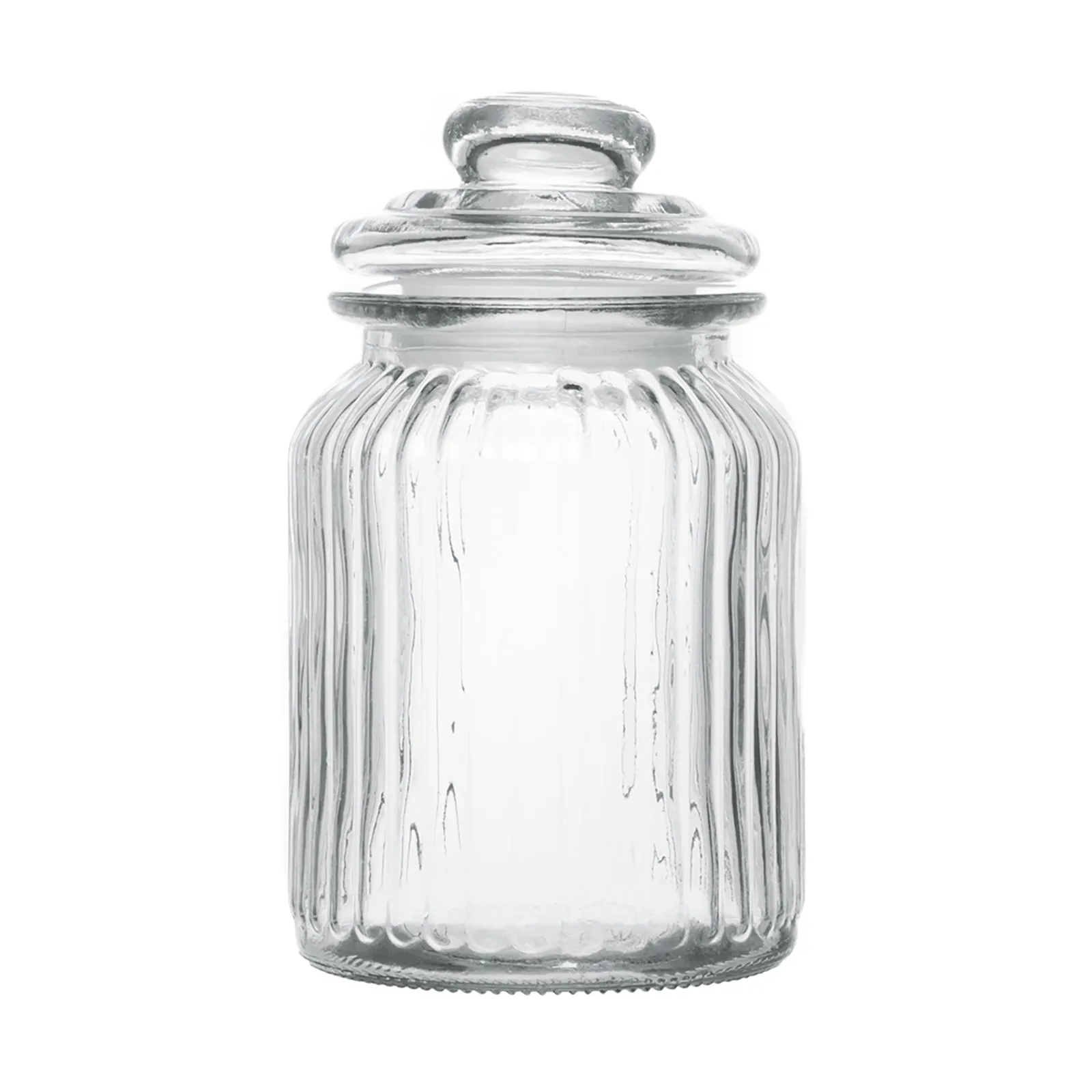 Exclusive Line Ripple Food Storage Medium Glass Jar Canister with Airtight Lid, 31.8 Ounces