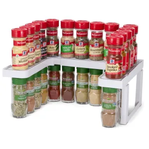 Expandable 2 Tiered Spice Rack Organizer for Cabinet - Stackable Cabinet & Pantry Organizer