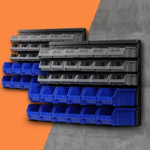 Heavy Duty 60 Bin Wall Mounted Rack with Peg Board - Giantz