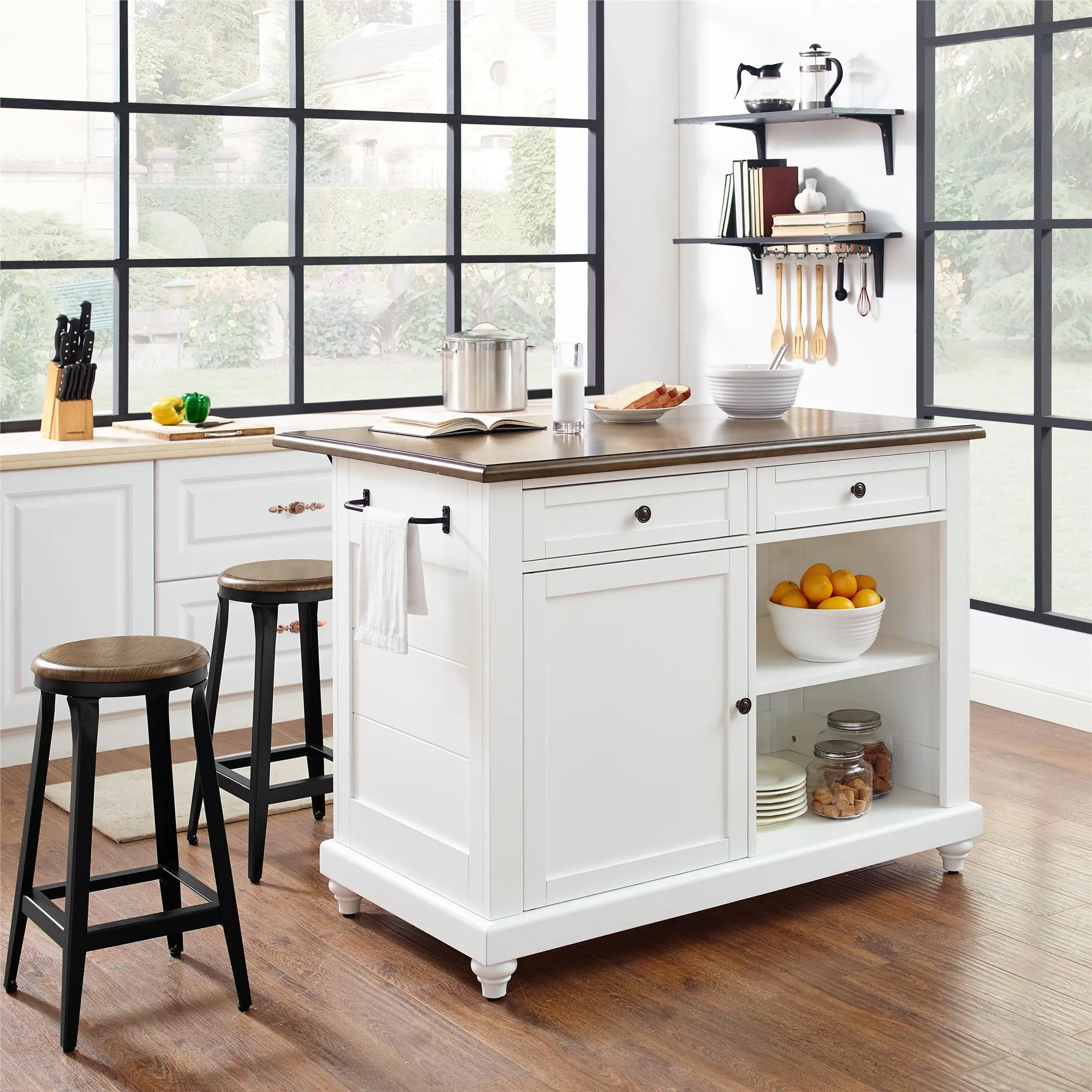 Kelsey Kitchen Island with 2 Stools