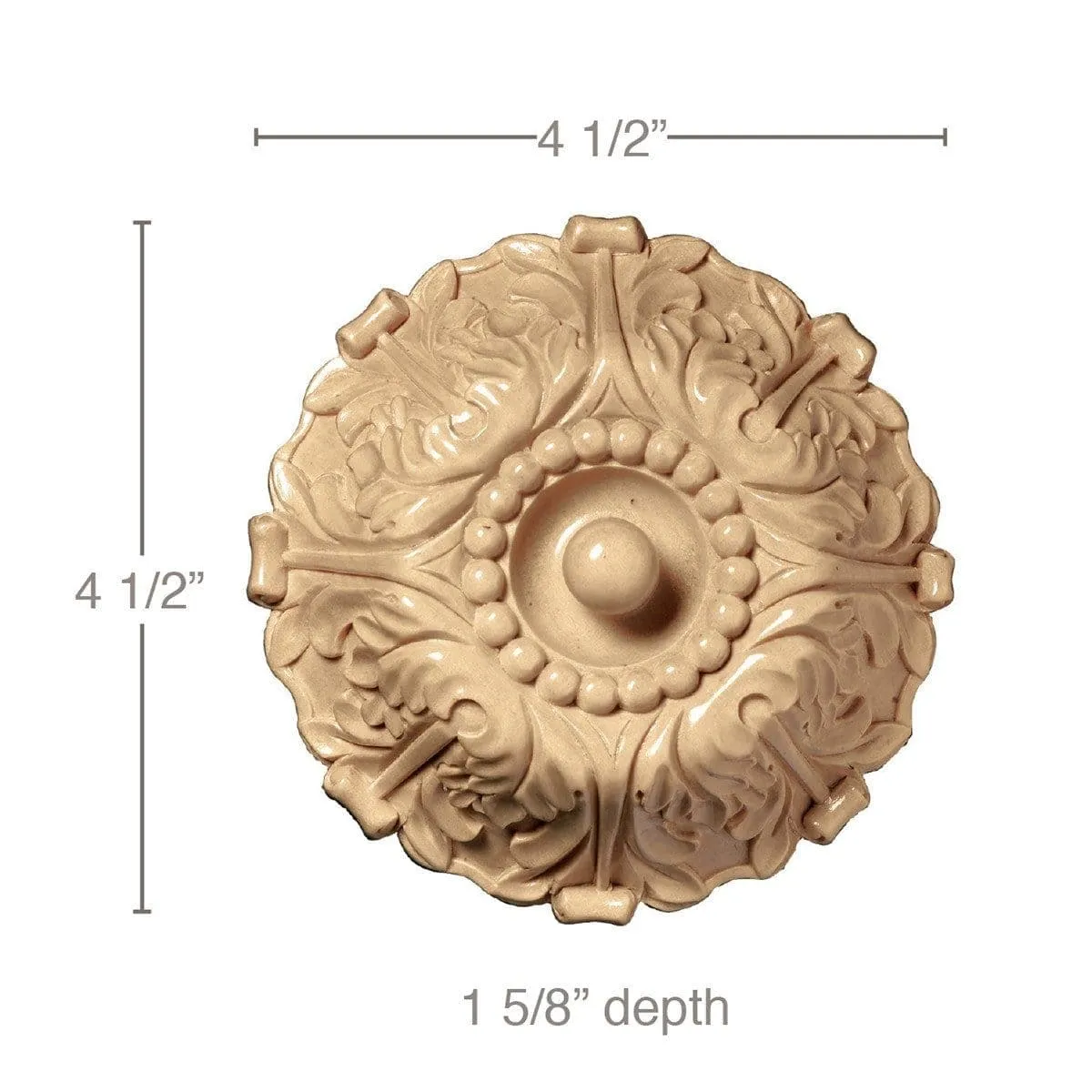 Large Acanthus Rosette (Rosettes have sculpted profiles), 4 1/2'' dia. x 1 5/8''