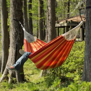 Large Cotton Brazilian Sunshine Stripe Hammock with Storage Bag - Captain's Line