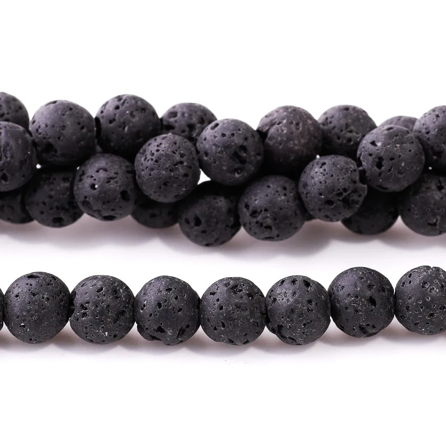 Lava 8mm Round - Large Hole Beads