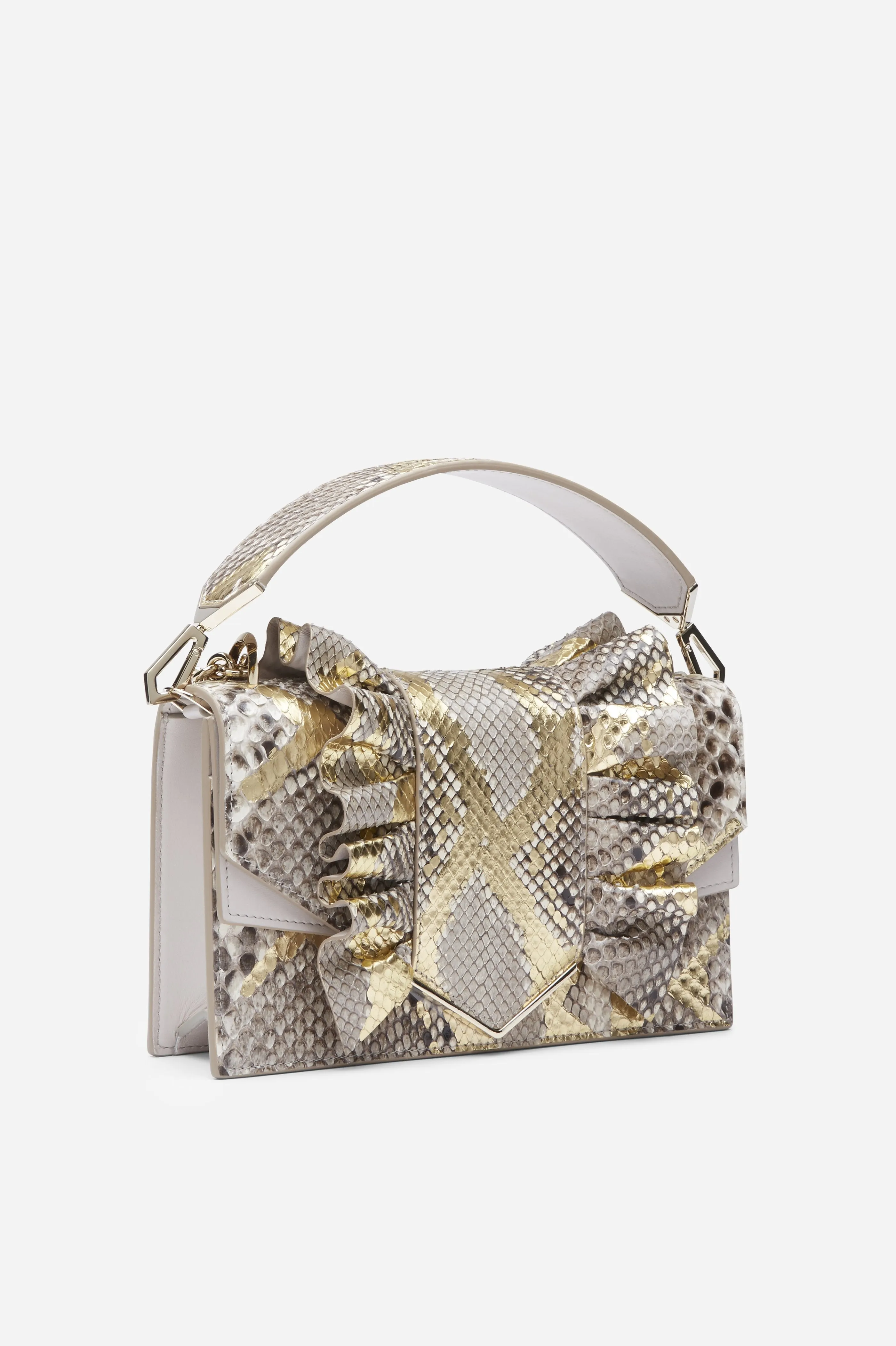 Light Grey Python and Nappa Leather with Light Gold Hardware