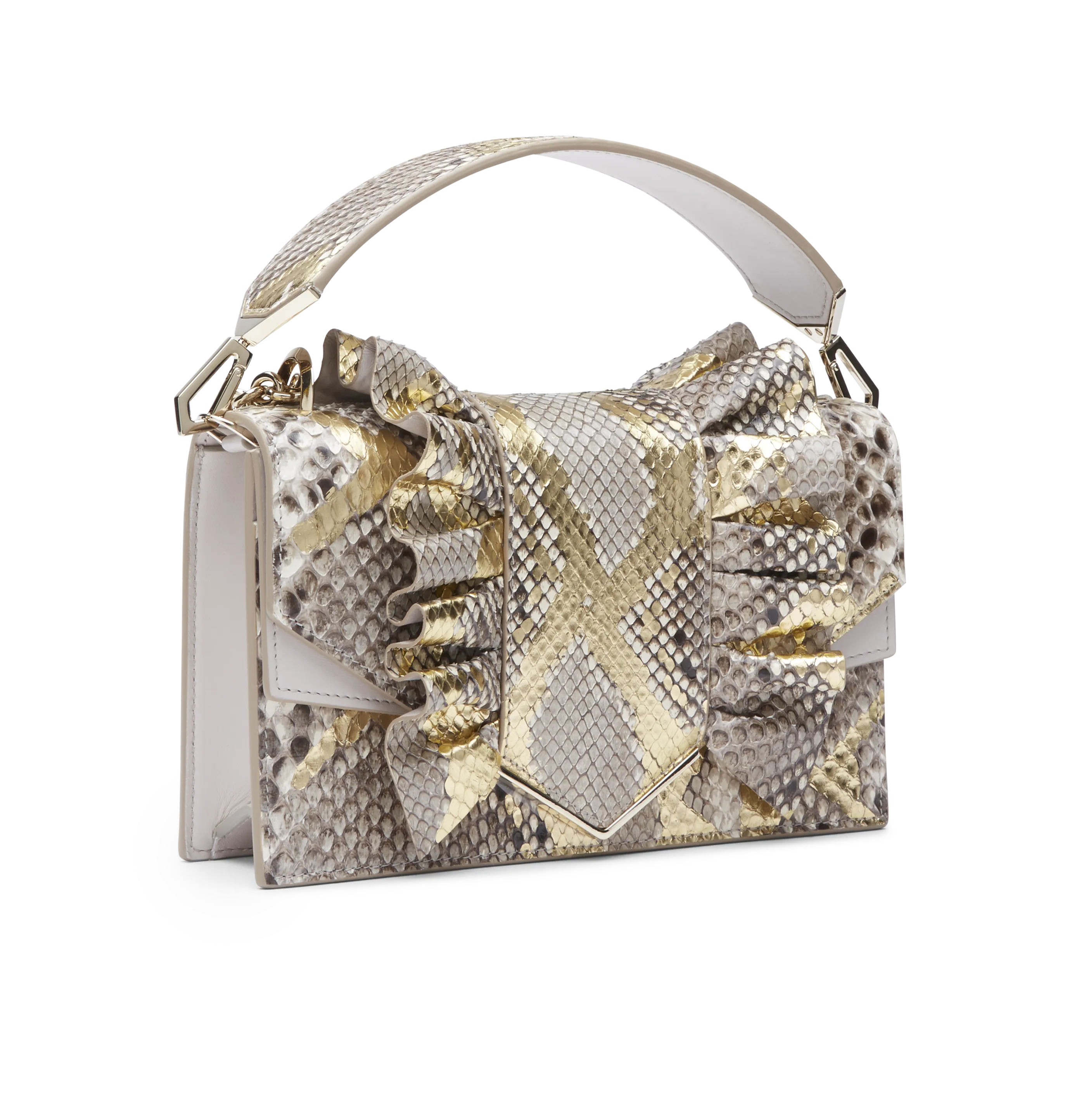 Light Grey Python and Nappa Leather with Light Gold Hardware