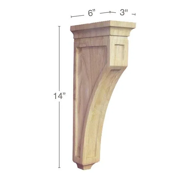 Mission Corbel, 3"w x 14"h x 6"