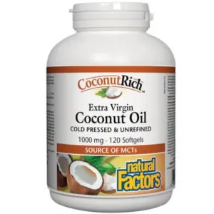 Natural Factors Coconut Rich Extra Virgin Coconut Oil 1000mg 120 Softgels