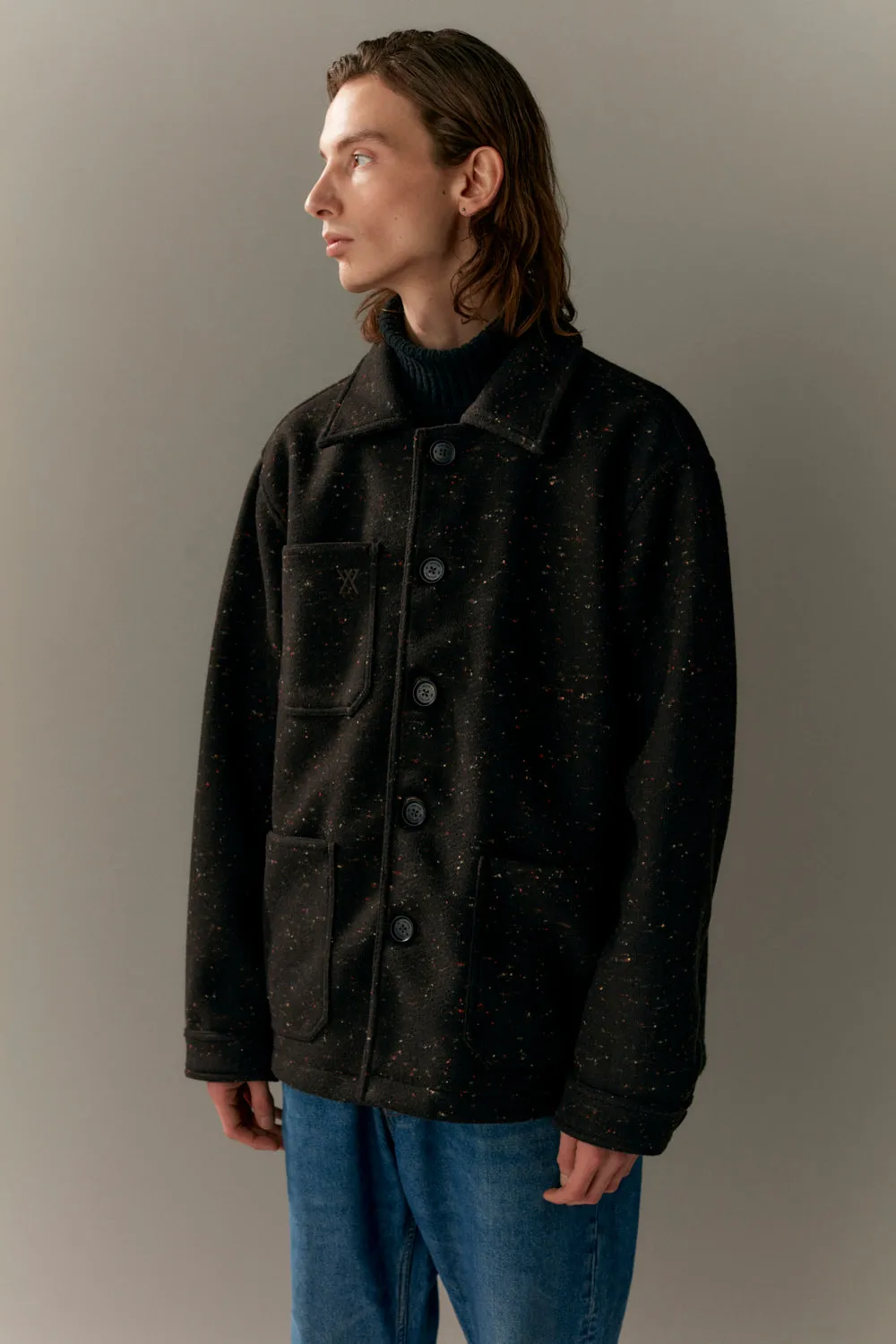 O SHIRT SPECKLED FLEECE AW23 chocolate