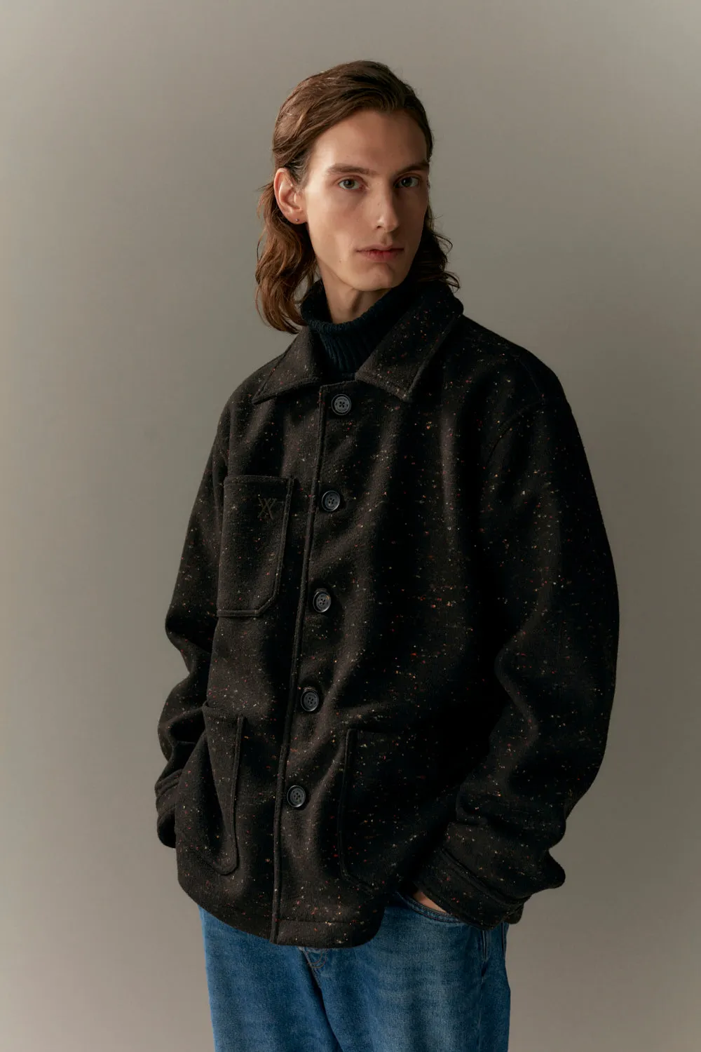 O SHIRT SPECKLED FLEECE AW23 chocolate