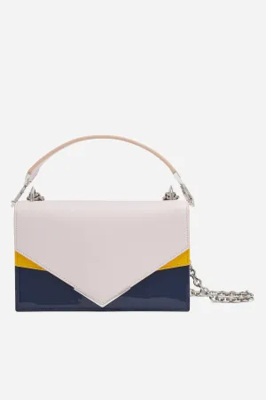 Pink, Navy and Mustard Calf Leather, Patent Leather and Suede with Silver Hardware