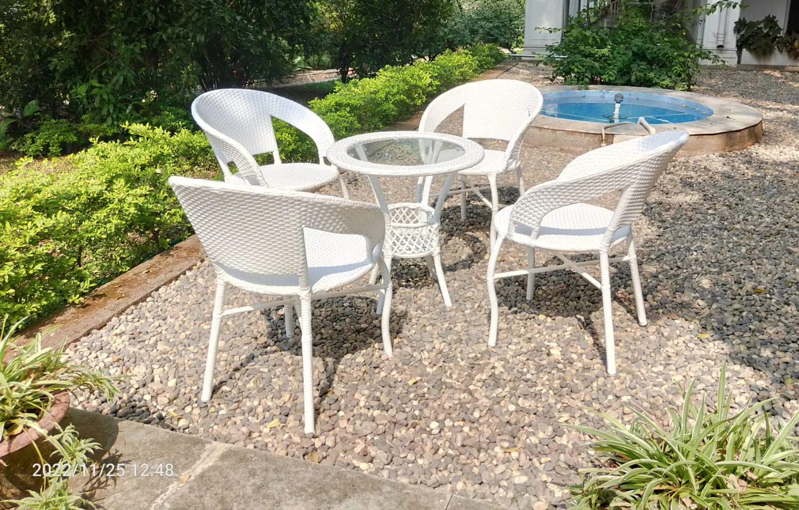 PRATHAM INDIA Beautiful Outdoor Garden Furniture Set for Coffee Table, Balcony Furniture, Office Furniture Patio Seating Set (Standard, White1(4 Chair 1 Table))