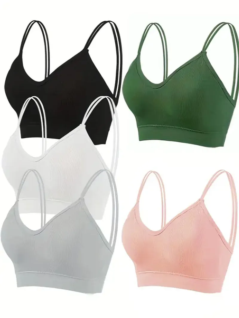 "Breathable Seamless Double Strap Wireless Bra for Women"