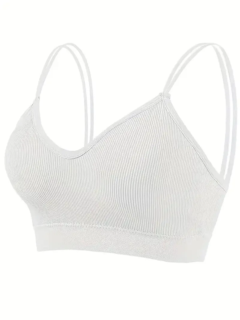 "Breathable Seamless Double Strap Wireless Bra for Women"