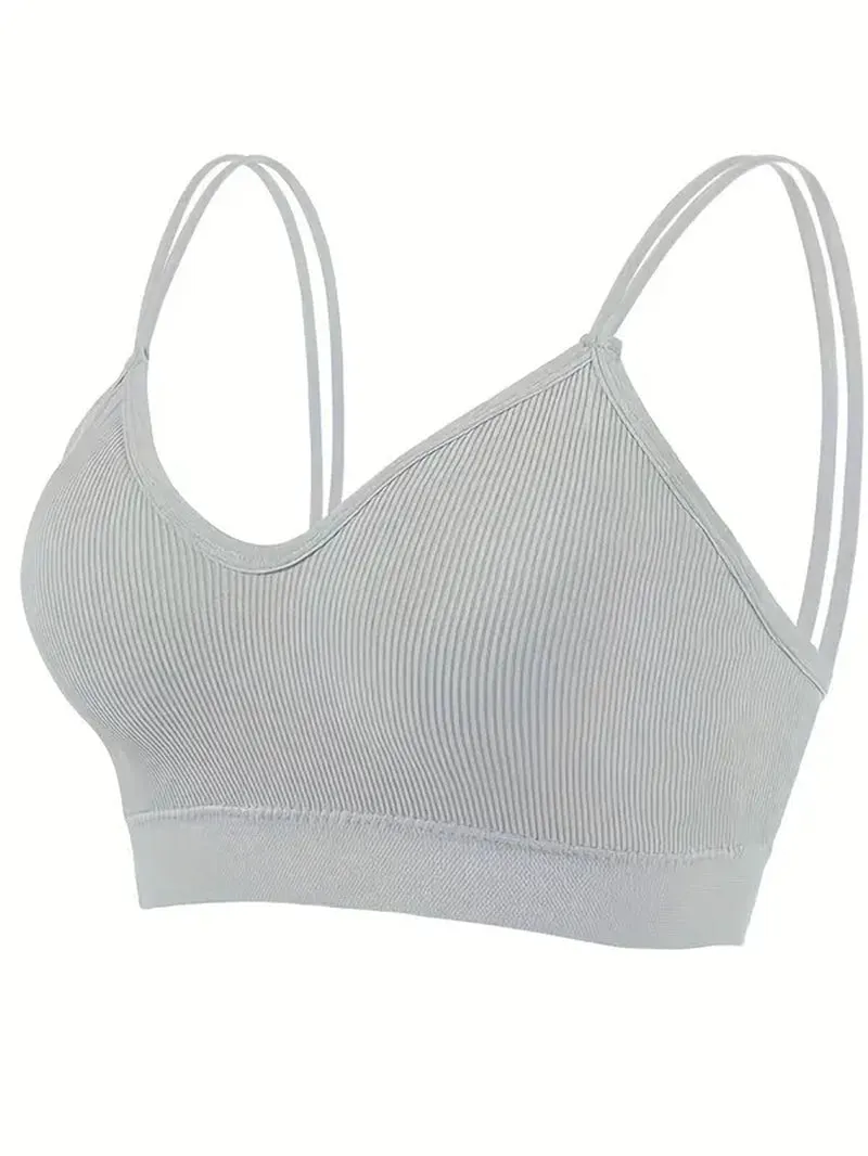 "Breathable Seamless Double Strap Wireless Bra for Women"