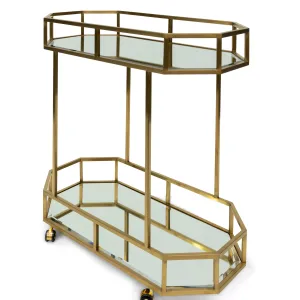 Reggie Bar Cart - Mirror and Gold Base