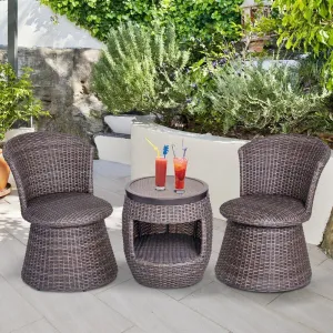 Sandy Outdoor Patio Seating Set 2 Chairs and 1 Table Set (Brown)