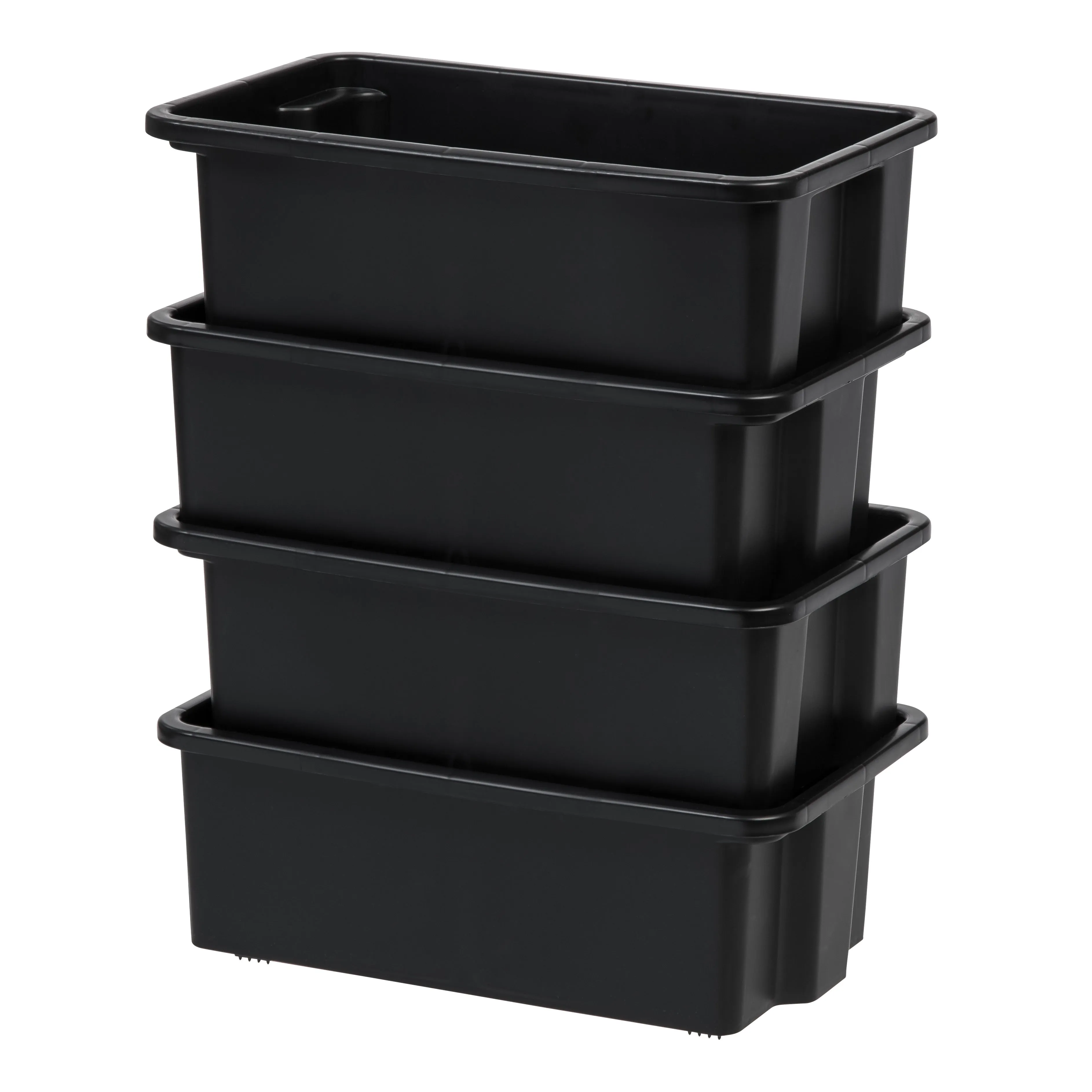 Small Stacking Storage Tray, 4 Pack, Black