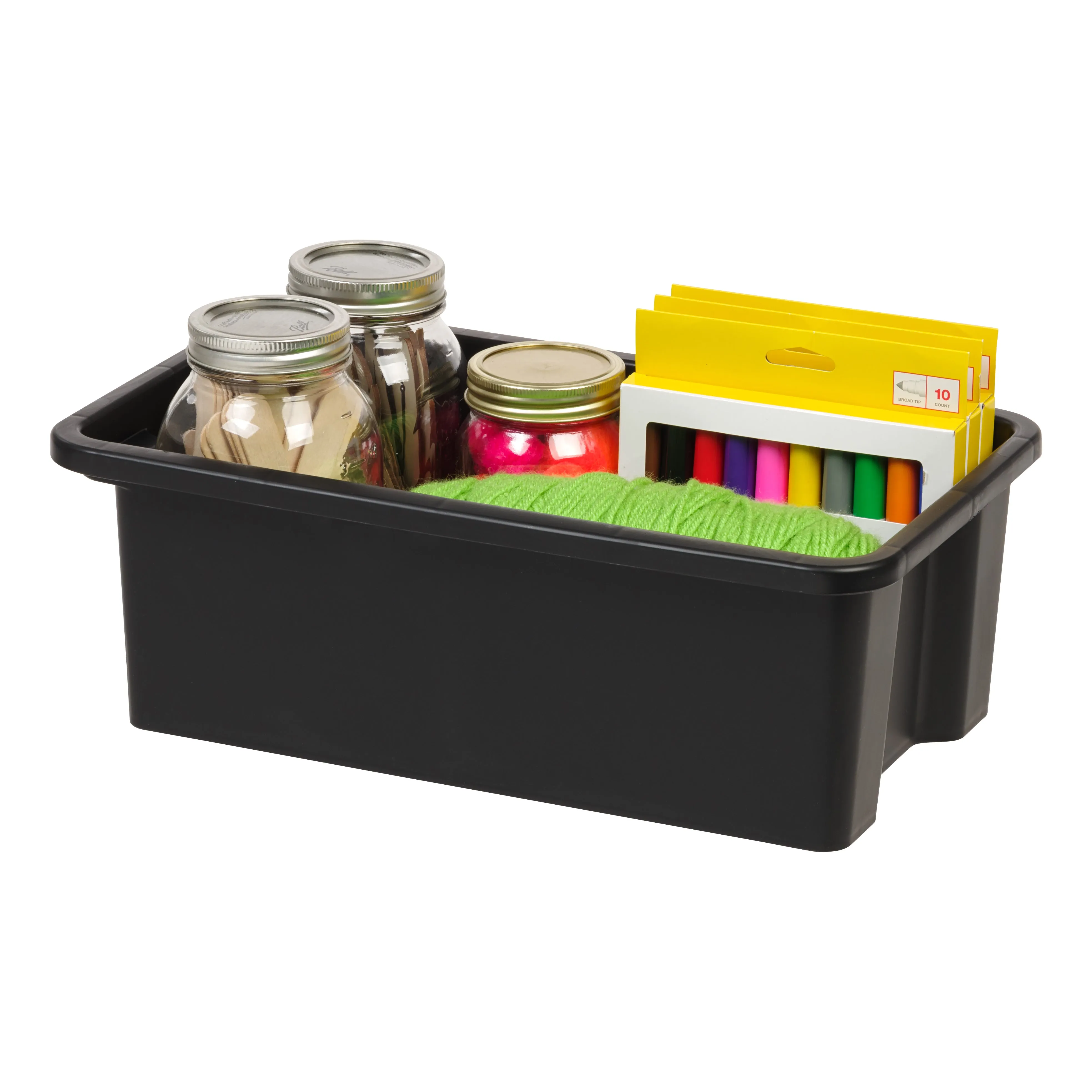 Small Stacking Storage Tray, 4 Pack, Black